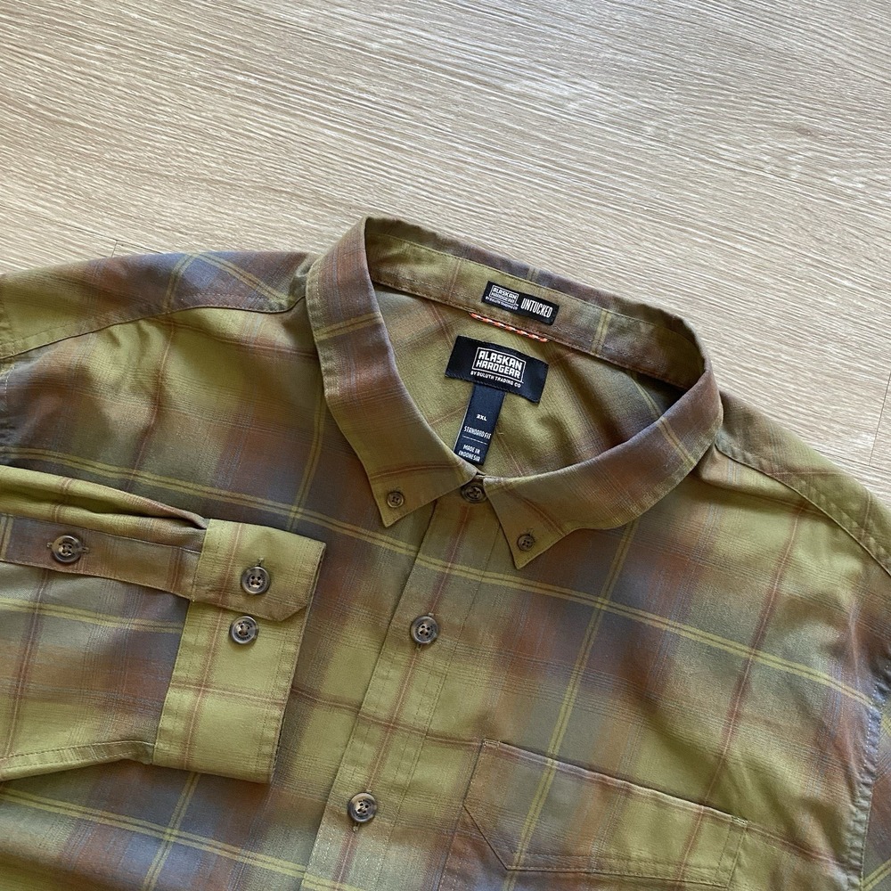 Alaskan Hardgear Long Sleeve Button Down Shirt Men's 3XL Green Plaid Wool Blend